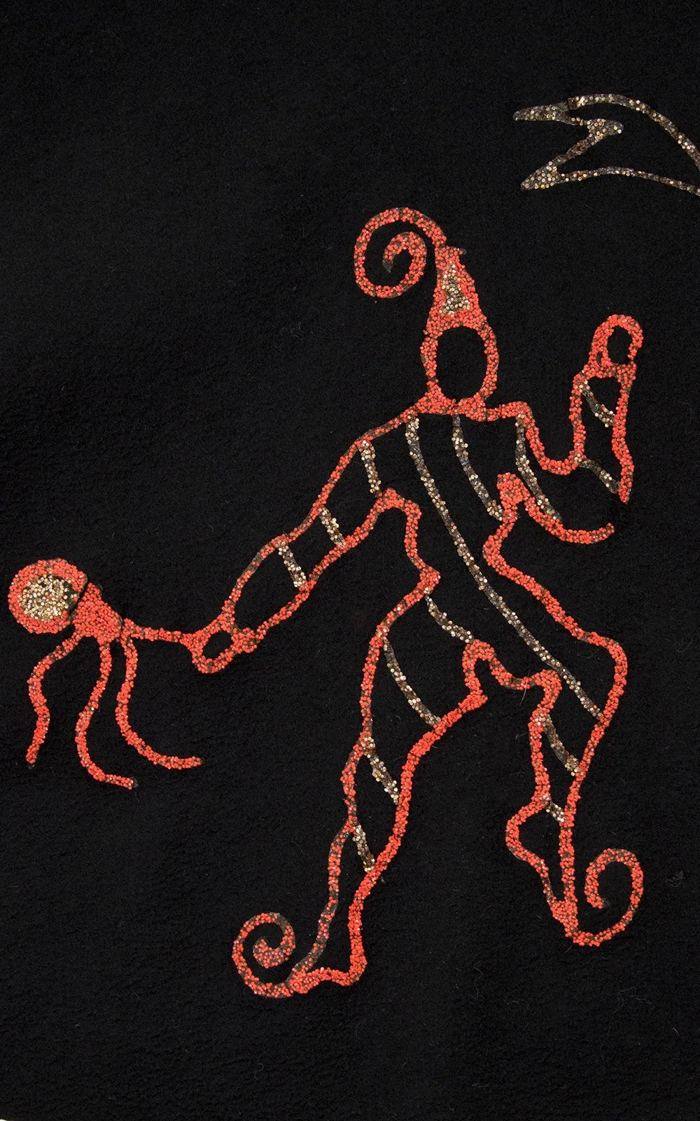 $50 & UNDER SALE || 1950s Glitter Jester & Mask Novelty Felt Skirt | small