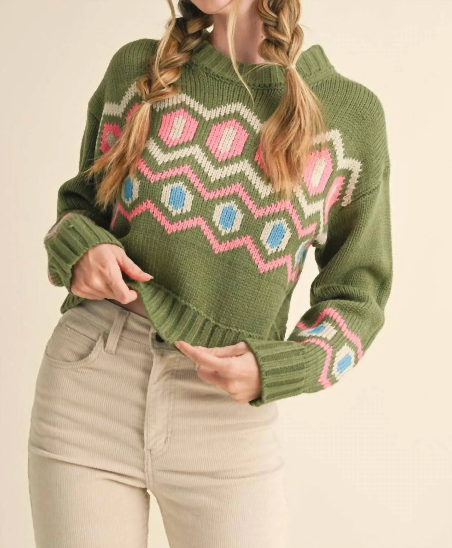 &Merci - Stay Cozy Geometric Pattern Sweater