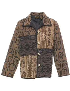 Black, Brown & Light Brown Patterned Tapestry Jacket - M