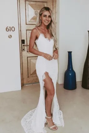 Casual Summer Lace Wedding Dress With Side Split