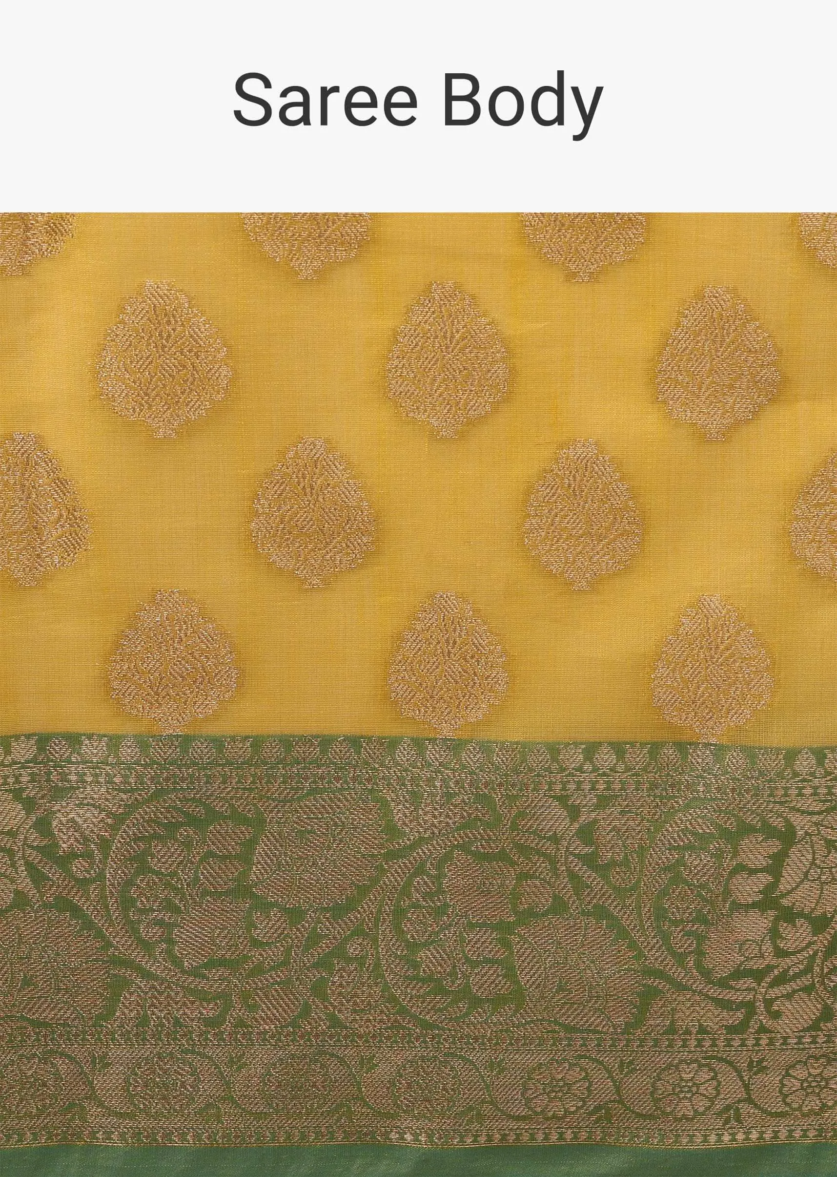 Cyber Yellow Saree In Banarsi Chanderi And Pure Handloom Cotton