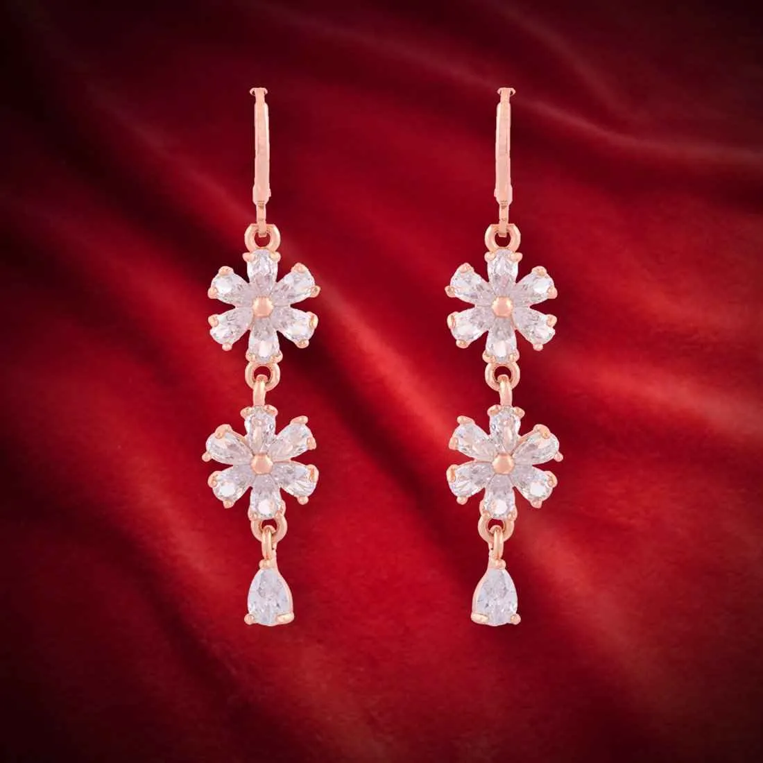CZ Floral Drop Earrings: Women & Girls