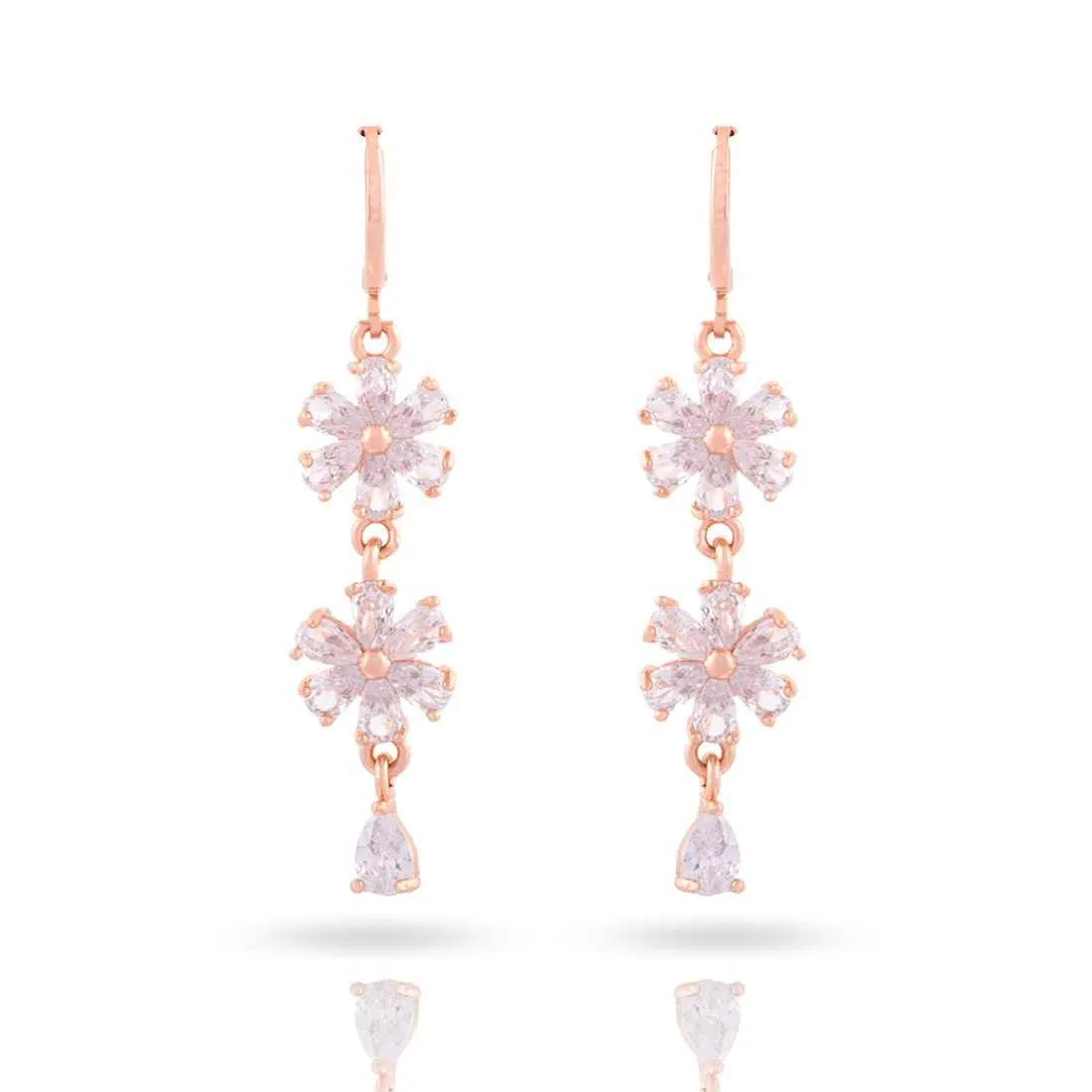 CZ Floral Drop Earrings: Women & Girls