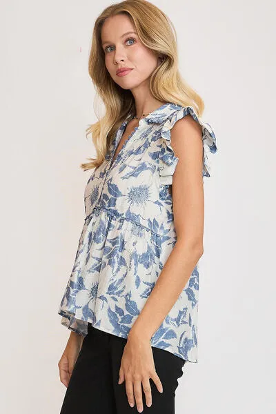 Floral Print Ruffled Babydoll Top – Feminine & Flowy