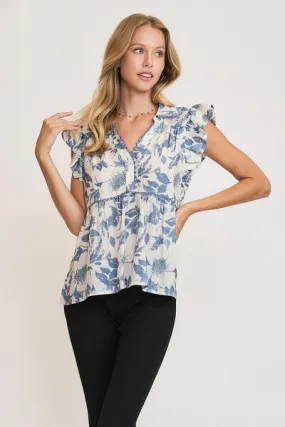 Floral Print Ruffled Babydoll Top – Feminine & Flowy