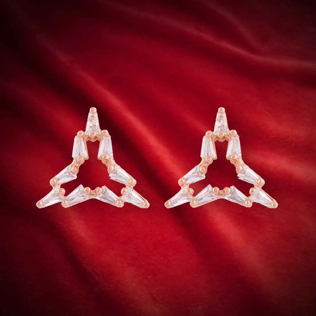 Glass Stone Triangle Studs: Meira Jewellery