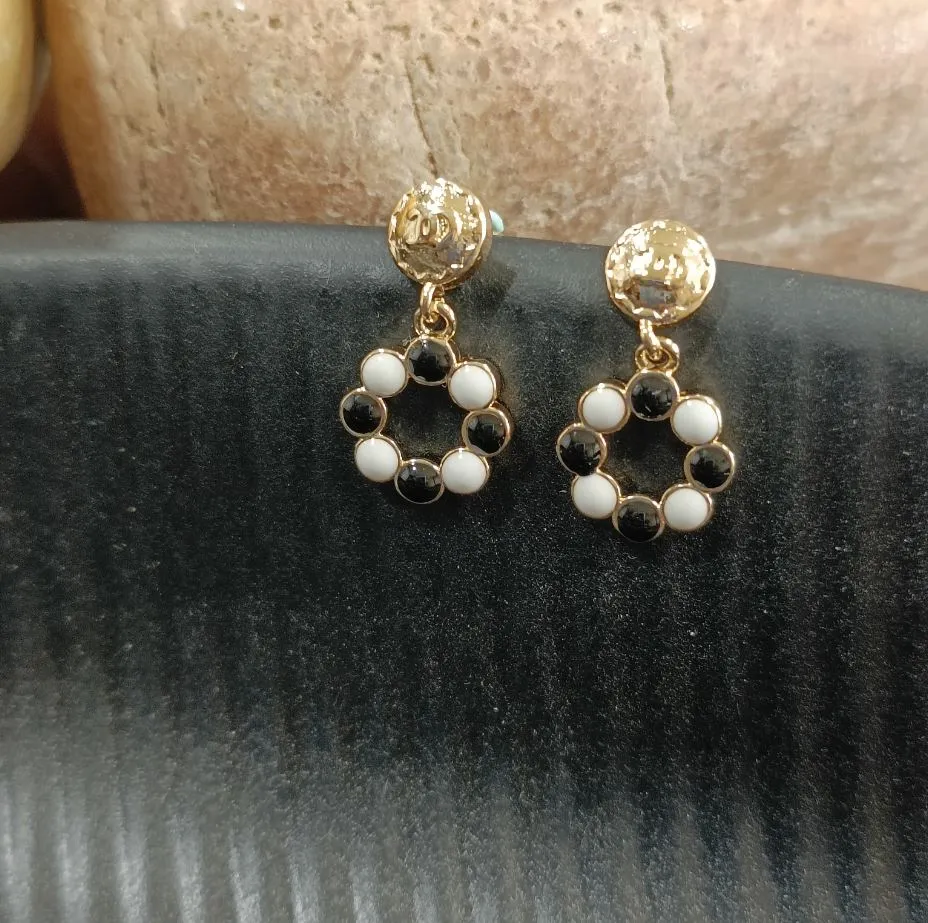 Gold Plated Floral Design Enamel Work Small Western Earring