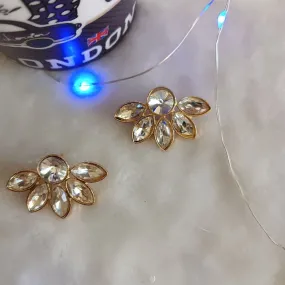 Gold Plated Floral Designed Stone Studded Fashion Western Earring