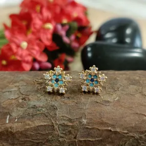 Gold Plated Floral Shaped CZ Stud Western Fashion Earring