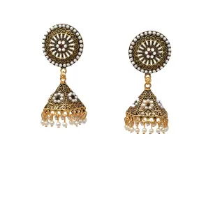 Gold-Plated Oxidized Jhumkas: Women's Earring Delight