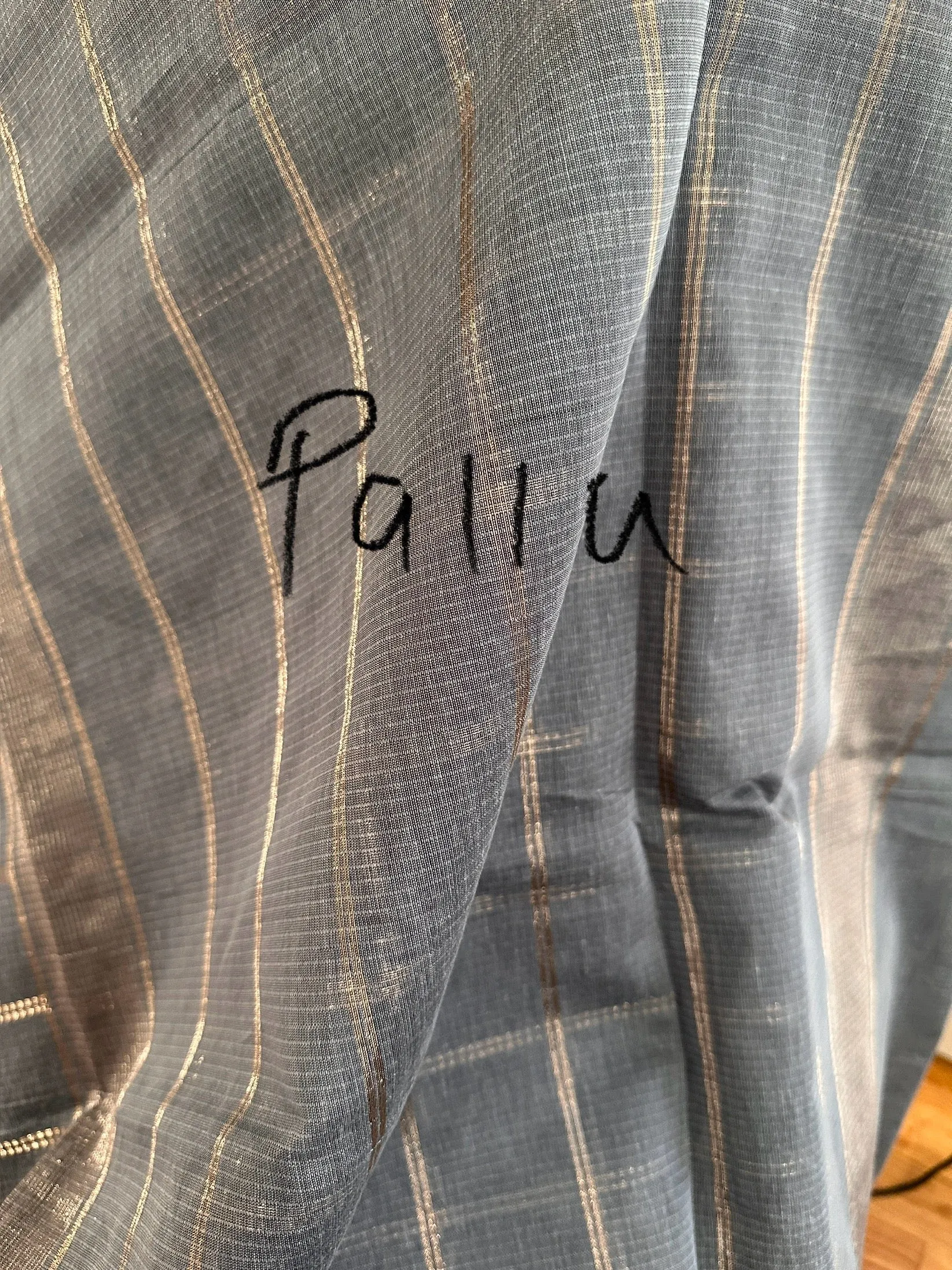 Grey Soft Sico Checks with Pochampally Border Casual Wear Saree