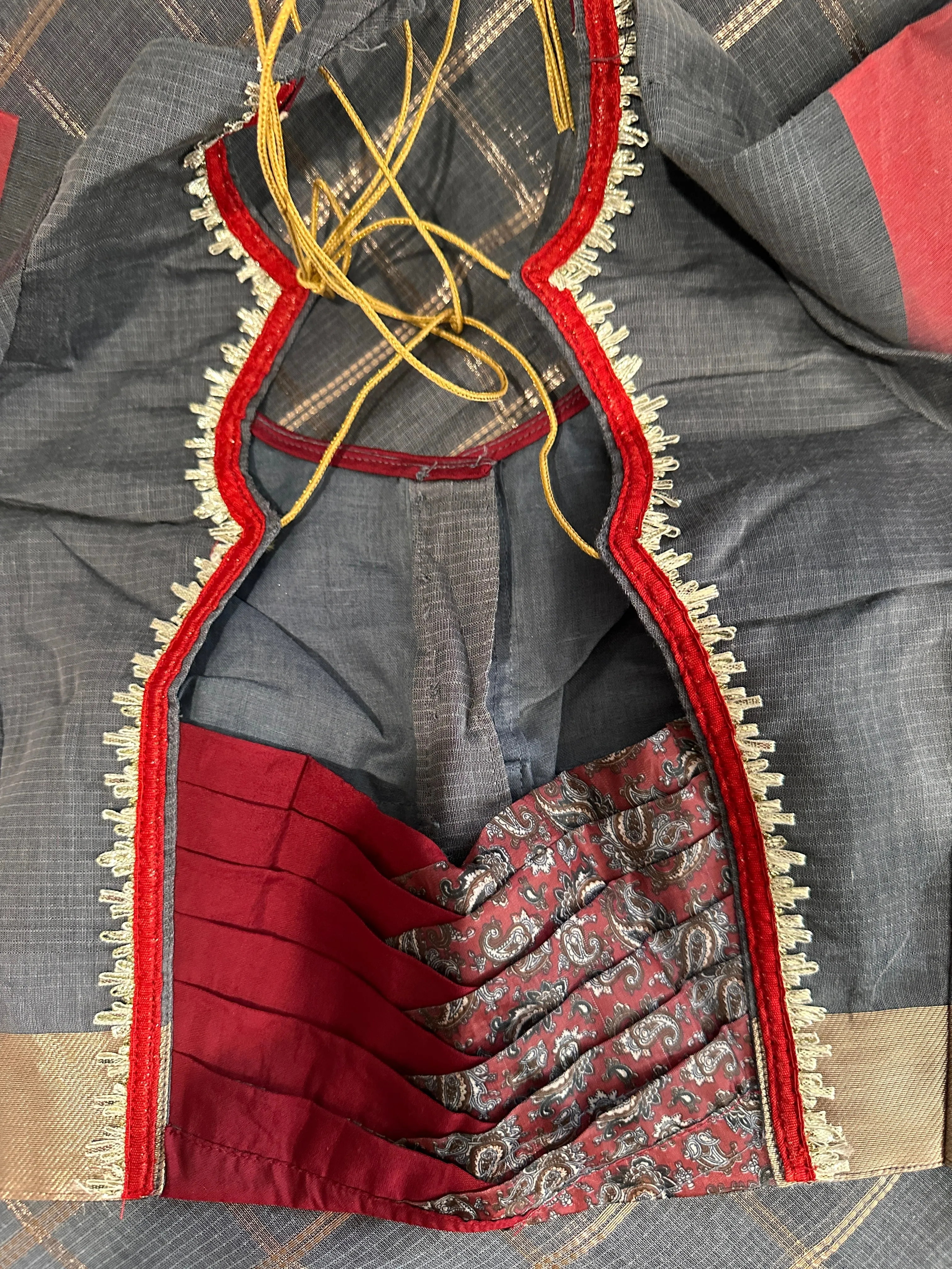 Grey Soft Sico Checks with Pochampally Border Casual Wear Saree