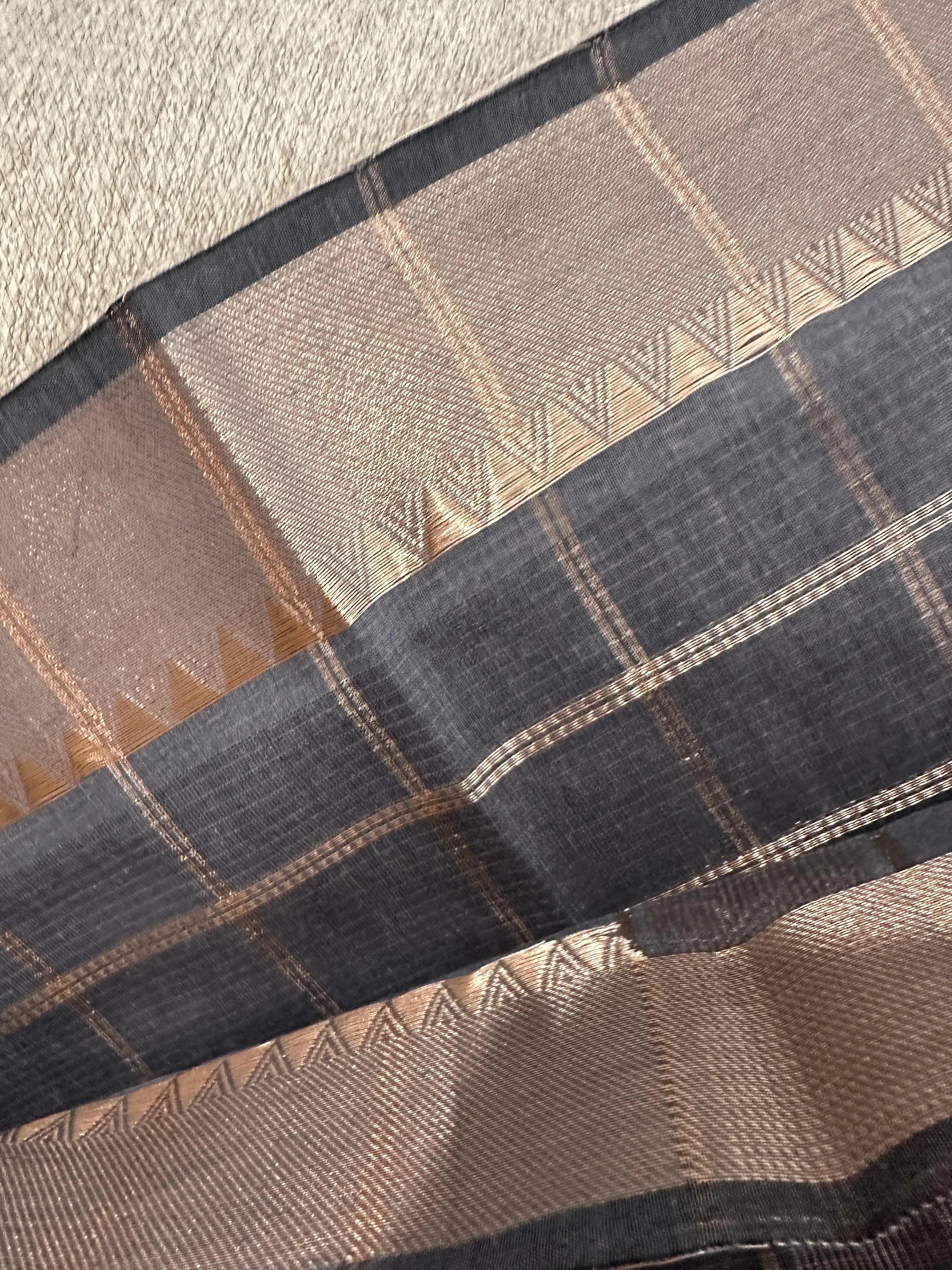 Grey Soft Sico Checks with Pochampally Border Casual Wear Saree