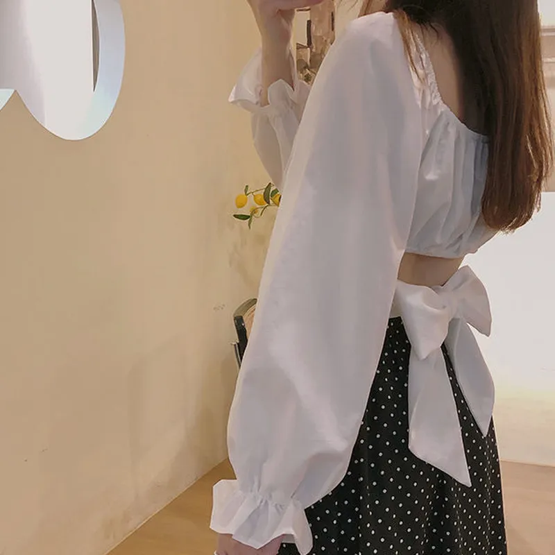 Korean Style Solid Slim Sexy Blouses