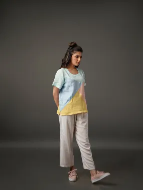 Multi Color Patch Linen Top