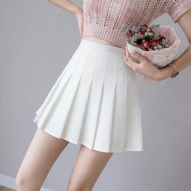 Sexy Women Pleated Skirt Summer High Waist Pink Mini Skirt Girls Dance Skirt