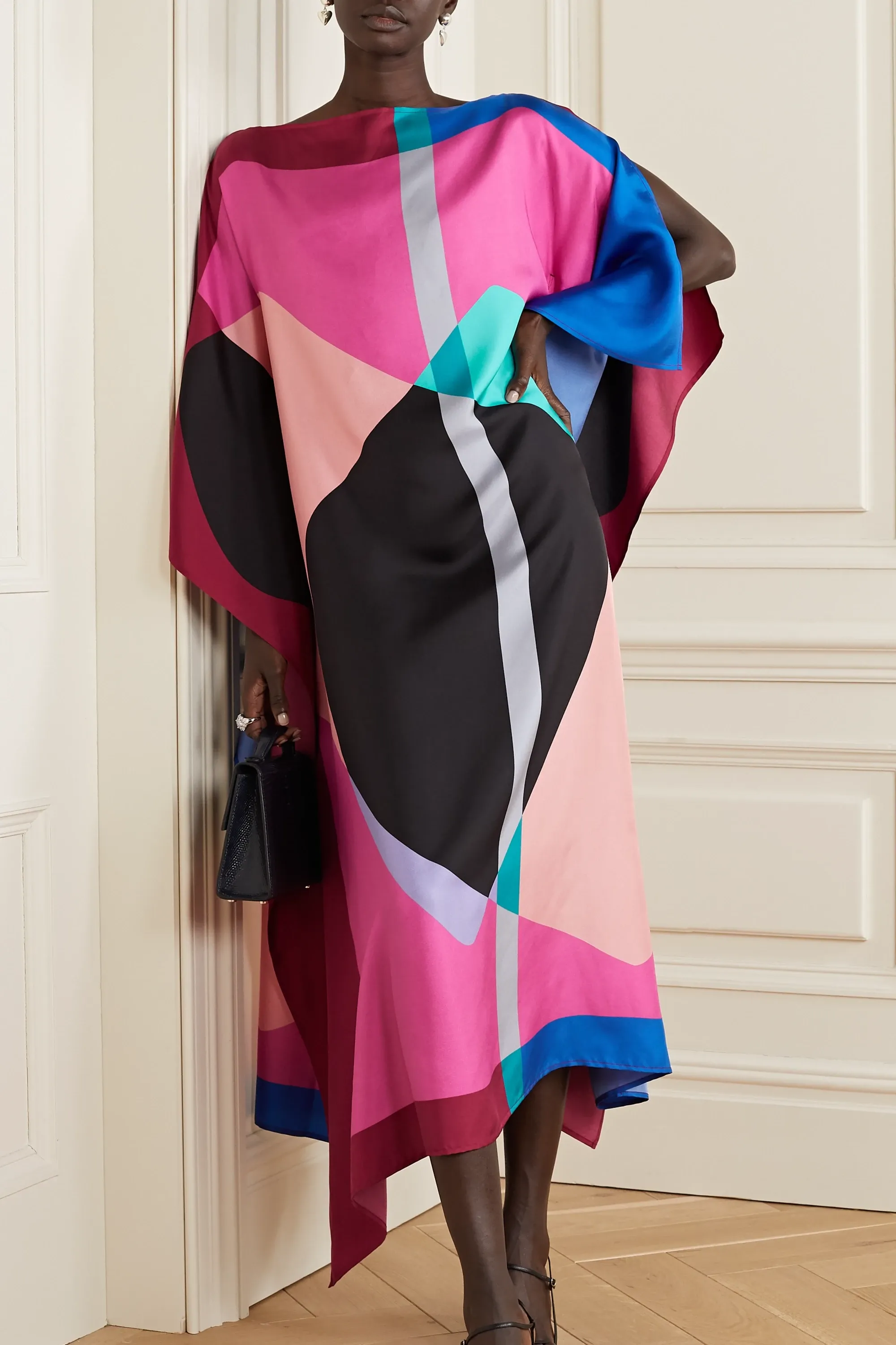 Soft Silk Crepe Kaftan, Casual Wear Caftan For Women's