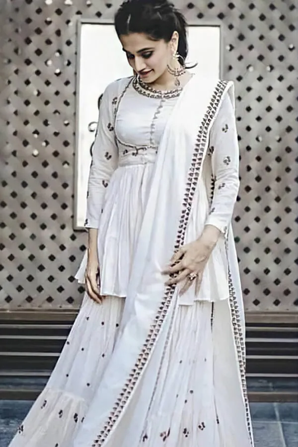 Taapsee Pannu White Dress Sharara Suit Online