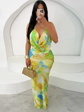 Tropical Dream Watercolor Maxi Dress