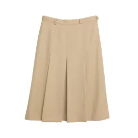 Twill Weave Box Pleat A-Line Skirt