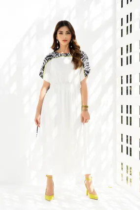 White Viscose Rayon Kaftan, Casual Wear Caftan For Women's