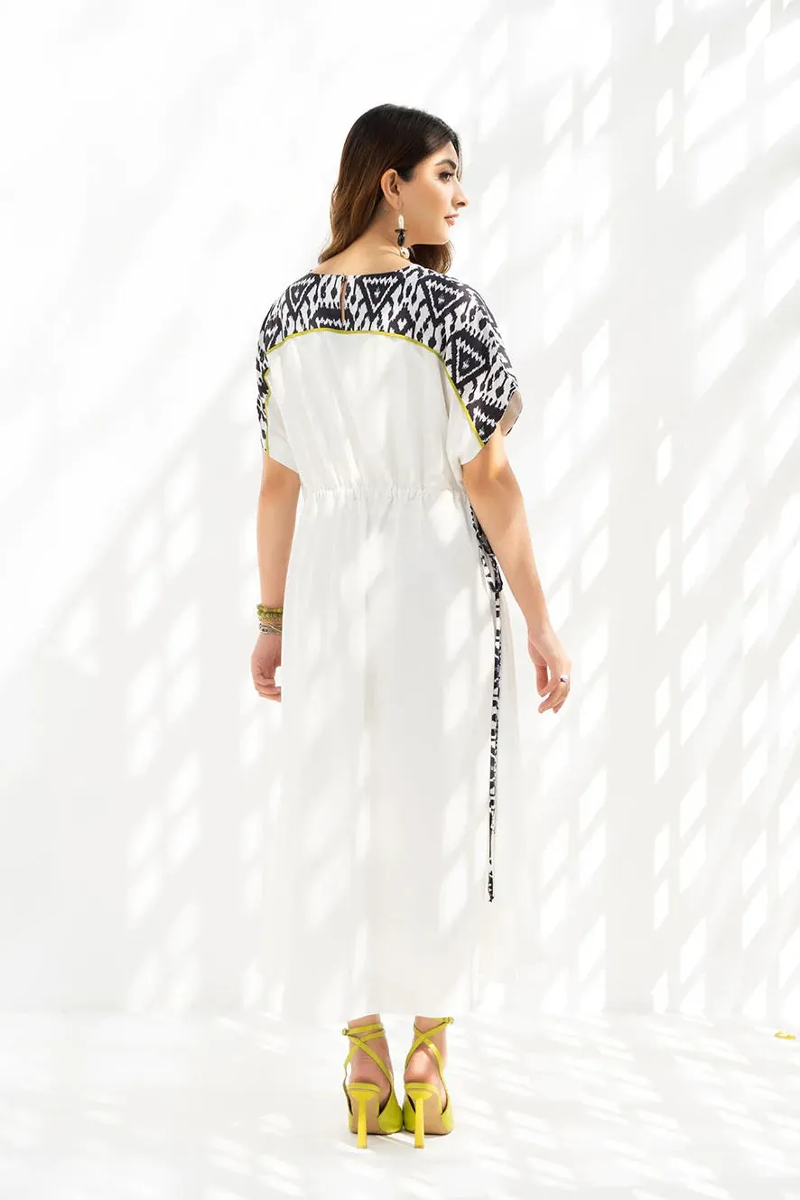 White Viscose Rayon Kaftan, Casual Wear Caftan For Women's