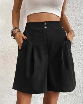 Women's High-Waisted Pleated Shorts