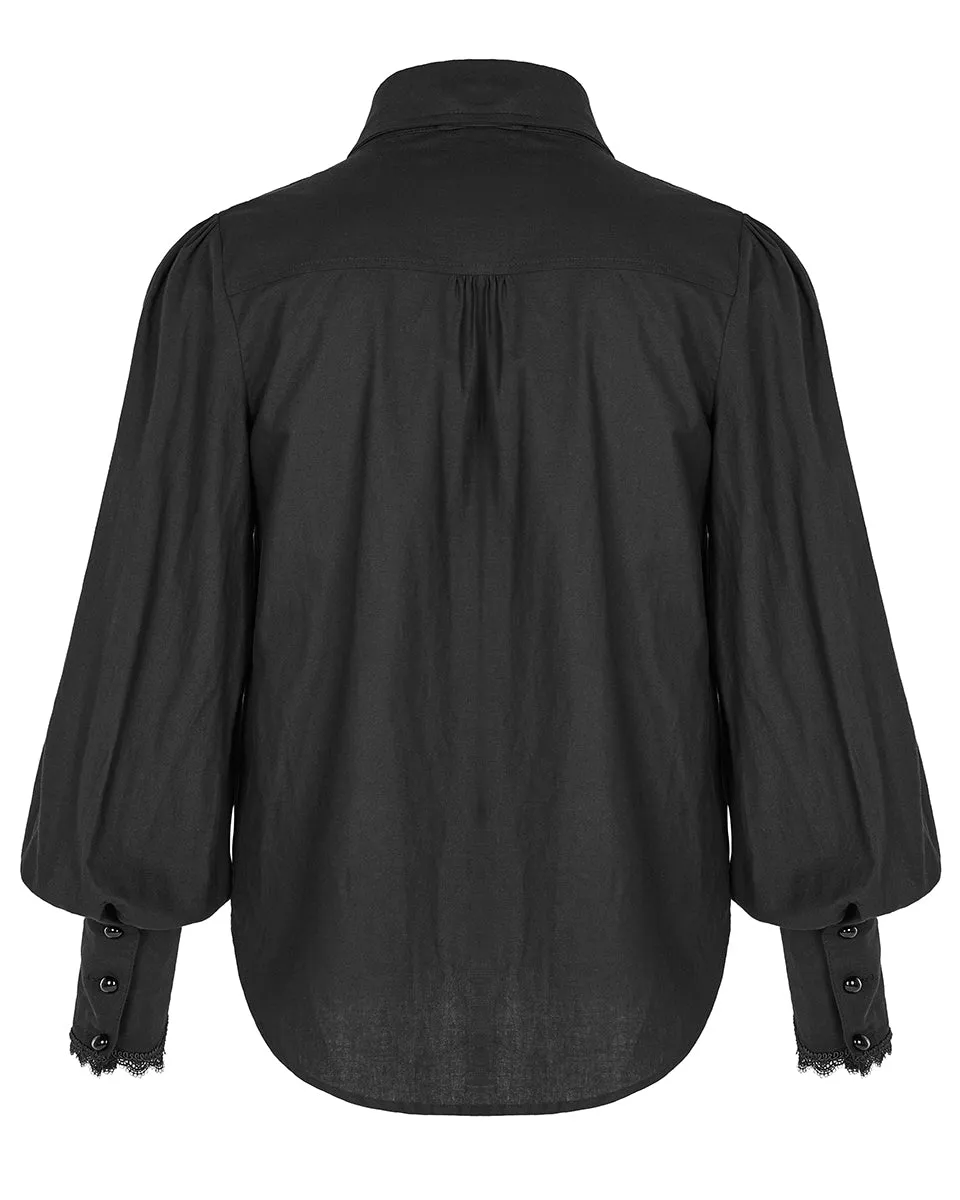 WY-1246 Vallerton Mens Gothic Regency Shirt & Cravat - Black