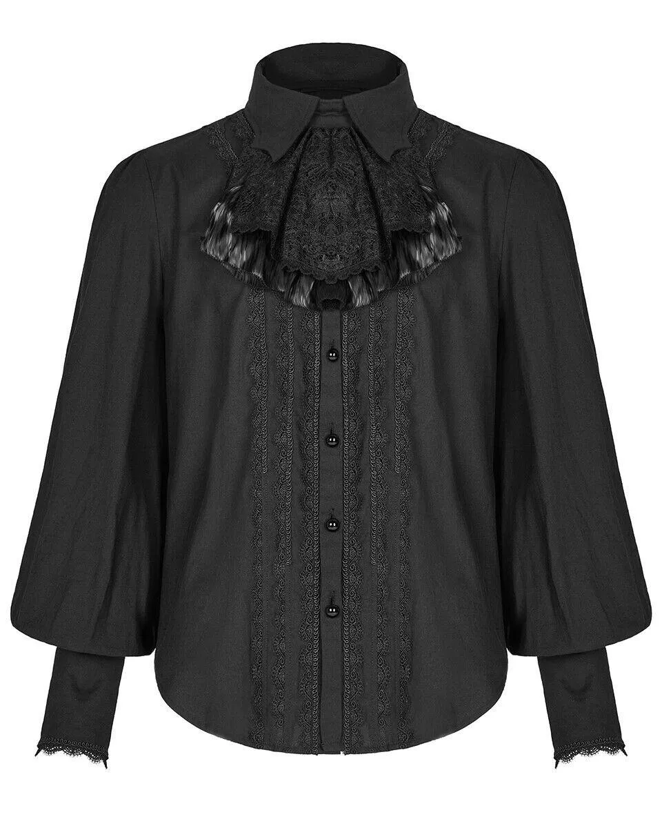 WY-1246 Vallerton Mens Gothic Regency Shirt & Cravat - Black